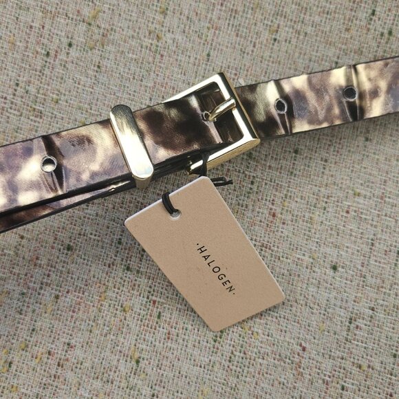 HALOGEN Women Waistband Animal Print Faux Leather Vegan Skinny Belt Size M 33in - Picture 4 of 11